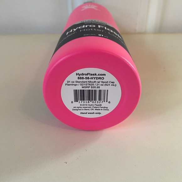 Hydro flask 21oz New Pink Fuchsia water bottle standard mouth with sport cap - Picture 4 of 4